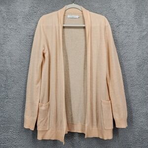 John Lewis Pure Cashmere Open Front Cardigan Peach Pink Size 14